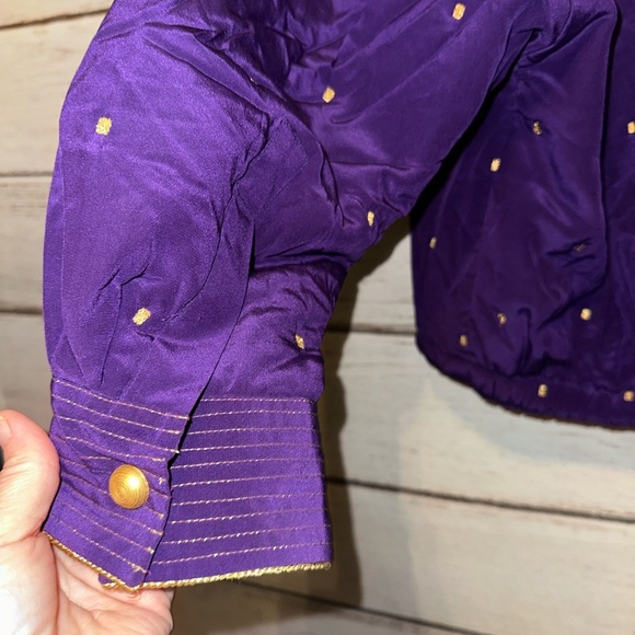 Purple and Gold Ellen Tracy Jacket Medium Vintage Oversized Asian Silk luxury - Picture 8 of 13